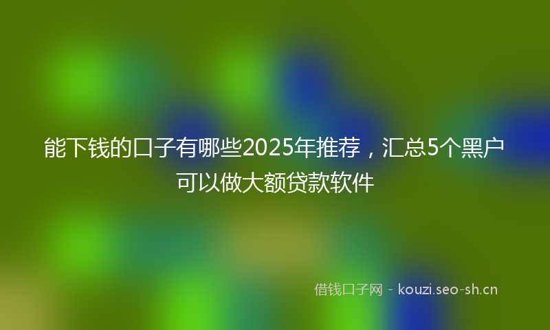 能下钱的口子有哪些2025年推荐，汇总5个黑户可以做大额贷款软件