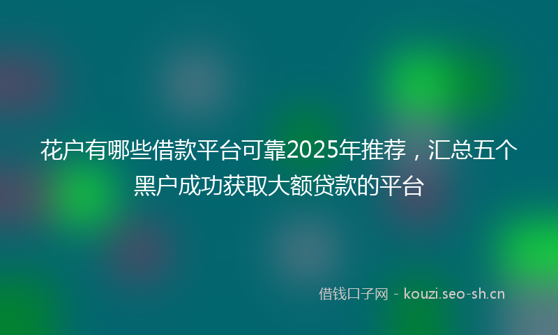 花户有哪些借款平台可靠2025年推荐，汇总五个黑户成功获取大额贷款的平台