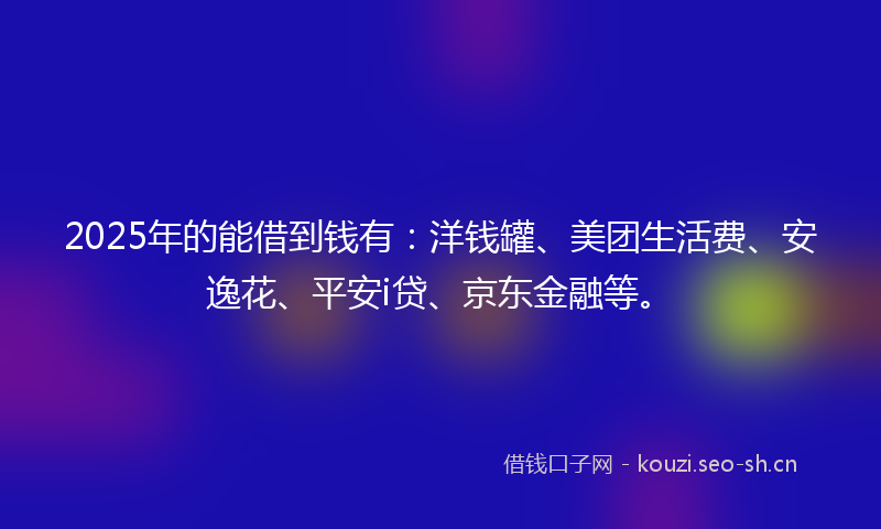 2025年的能借到钱有：洋钱罐、美团生活费、安逸花、平安i贷、京东金融等。