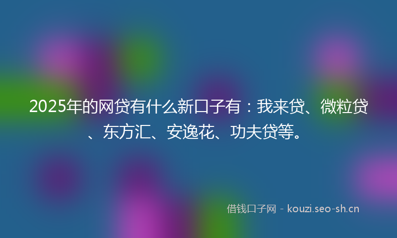 2025年的网贷有什么新口子有：我来贷、微粒贷、东方汇、安逸花、功夫贷等。