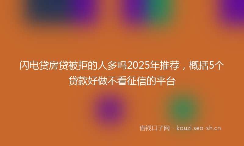 闪电贷房贷被拒的人多吗2025年推荐，概括5个贷款好做不看征信的平台