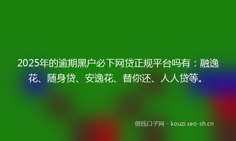 2025年的逾期黑户必下网贷正规平台吗有：融逸花、随身贷、安逸花、替你还、人人贷等。