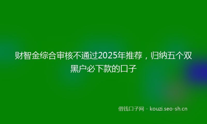 财智金综合审核不通过2025年推荐，归纳五个双黑户必下款的口子