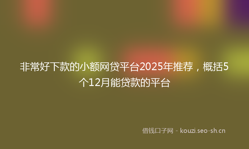 非常好下款的小额网贷平台2025年推荐，概括5个12月能贷款的平台