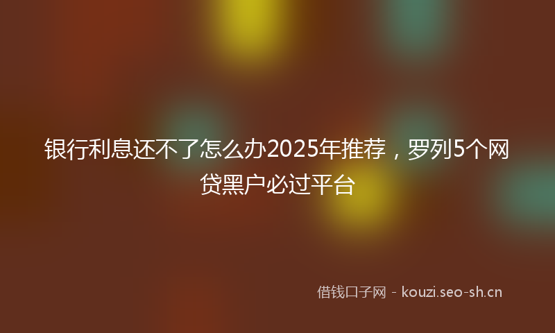 银行利息还不了怎么办2025年推荐，罗列5个网贷黑户必过平台