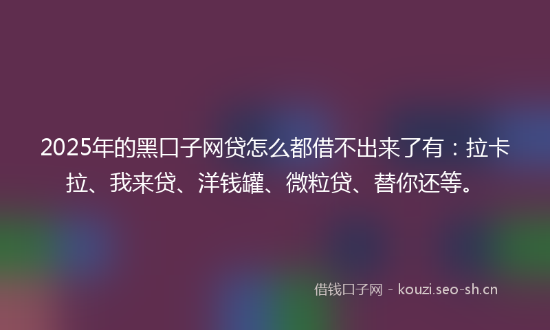 2025年的黑口子网贷怎么都借不出来了有：拉卡拉、我来贷、洋钱罐、微粒贷、替你还等。