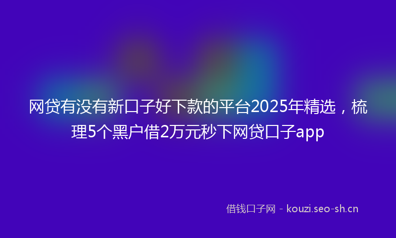 网贷有没有新口子好下款的平台2025年精选，梳理5个黑户借2万元秒下网贷口子app