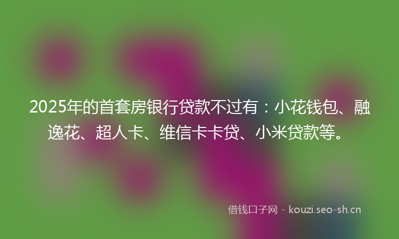 2025年的首套房银行贷款不过有：小花钱包、融逸花、超人卡、维信卡卡贷、小米贷款等。