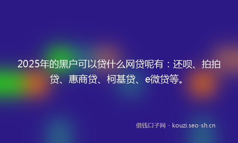 2025年的黑户可以贷什么网贷呢有：还呗、拍拍贷、惠商贷、柯基贷、e微贷等。