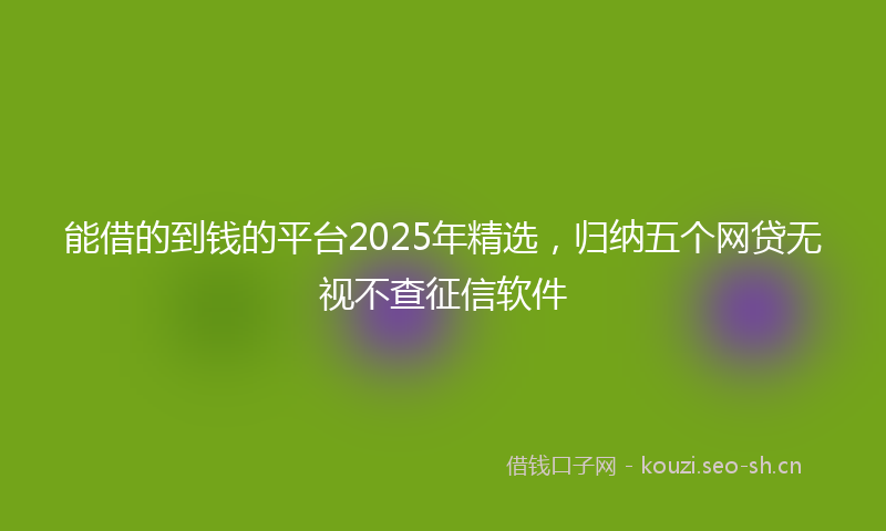 能借的到钱的平台2025年精选，归纳五个网贷无视不查征信软件