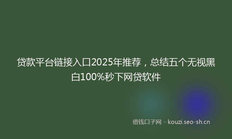贷款平台链接入口2025年推荐，总结五个无视黑白100%秒下网贷软件