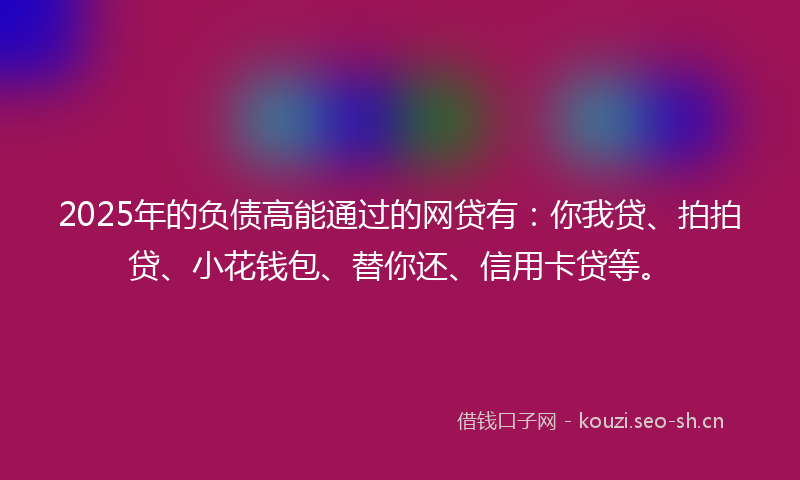 2025年的负债高能通过的网贷有：你我贷、拍拍贷、小花钱包、替你还、信用卡贷等。