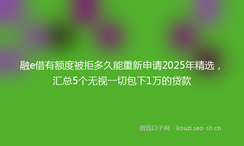 融e借有额度被拒多久能重新申请2025年精选，汇总5个无视一切包下1万的贷款