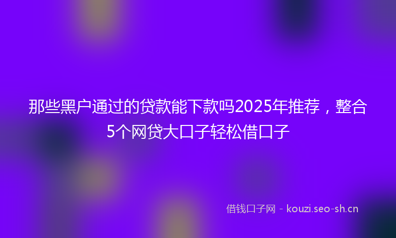 那些黑户通过的贷款能下款吗2025年推荐，整合5个网贷大口子轻松借口子
