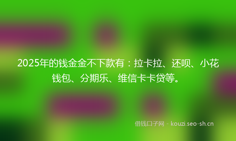 2025年的钱金金不下款有：拉卡拉、还呗、小花钱包、分期乐、维信卡卡贷等。
