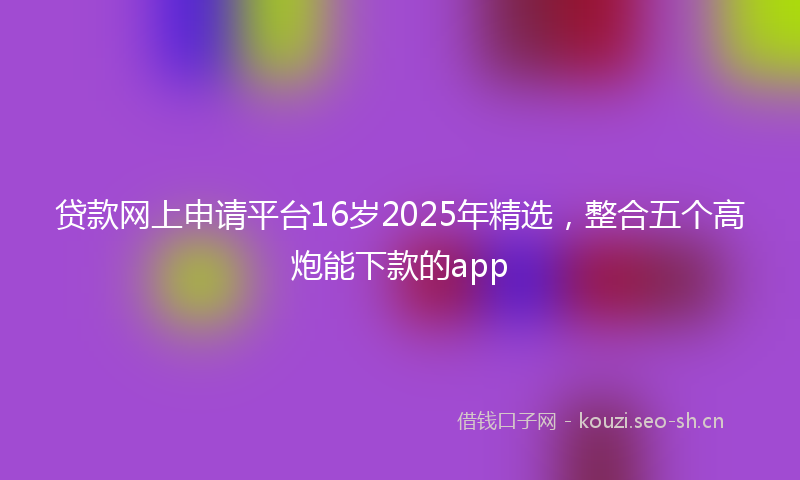 贷款网上申请平台16岁2025年精选，整合五个高炮能下款的app