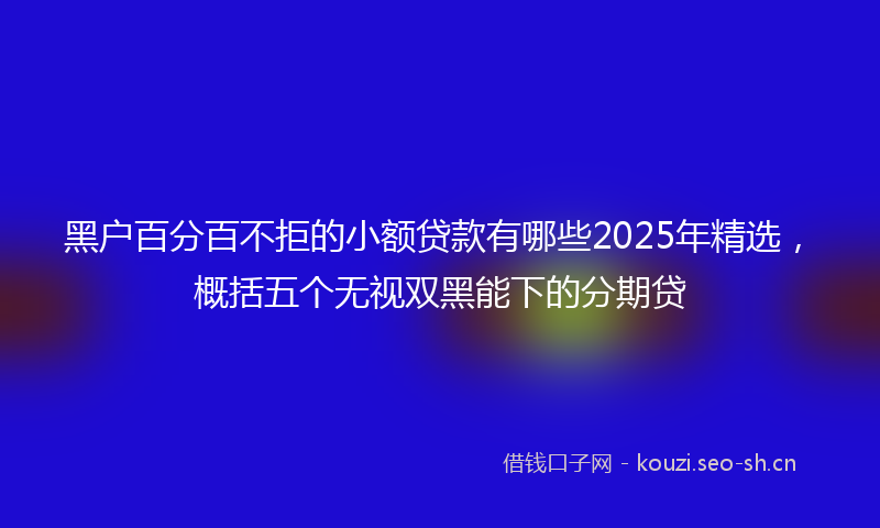 黑户百分百不拒的小额贷款有哪些2025年精选，概括五个无视双黑能下的分期贷