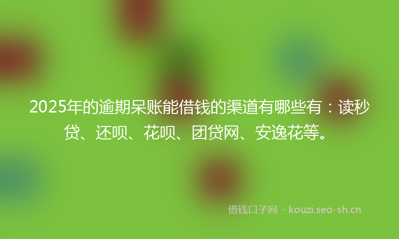 2025年的逾期呆账能借钱的渠道有哪些有：读秒贷、还呗、花呗、团贷网、安逸花等。