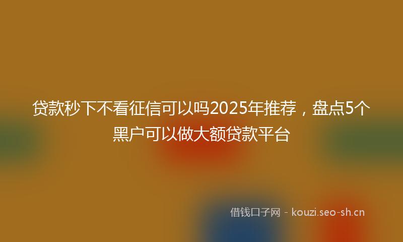 贷款秒下不看征信可以吗2025年推荐，盘点5个黑户可以做大额贷款平台