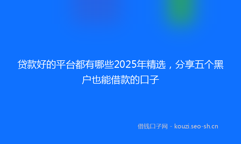 贷款好的平台都有哪些2025年精选，分享五个黑户也能借款的口子