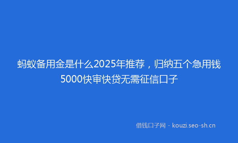 蚂蚁备用金是什么2025年推荐，归纳五个急用钱5000快审快贷无需征信口子