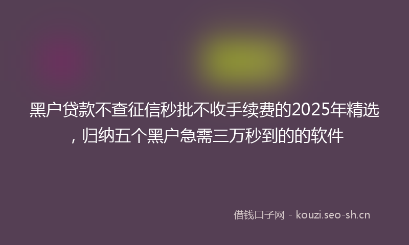 黑户贷款不查征信秒批不收手续费的2025年精选，归纳五个黑户急需三万秒到的的软件