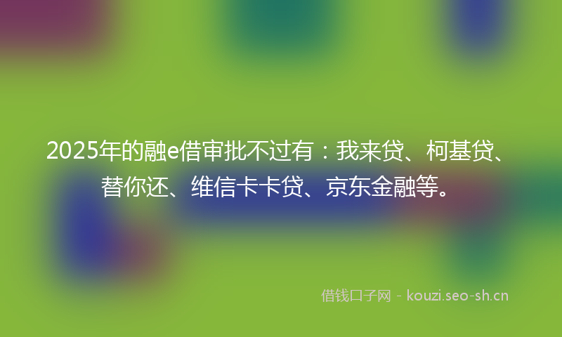 2025年的融e借审批不过有：我来贷、柯基贷、替你还、维信卡卡贷、京东金融等。