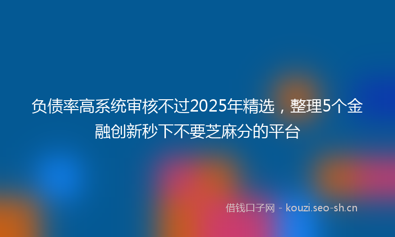 负债率高系统审核不过2025年精选，整理5个金融创新秒下不要芝麻分的平台