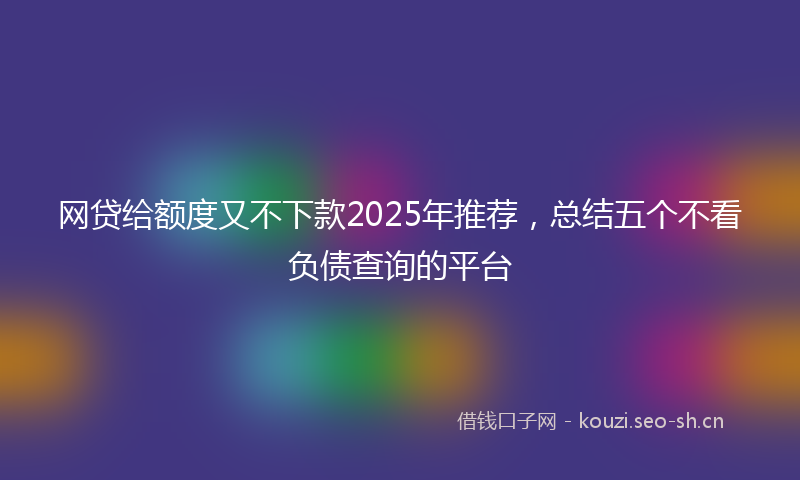 网贷给额度又不下款2025年推荐，总结五个不看负债查询的平台