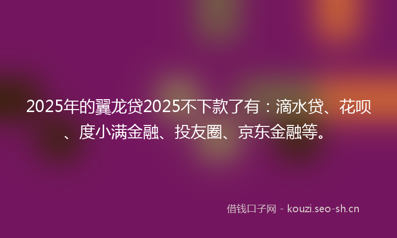 2025年的翼龙贷2025不下款了有：滴水贷、花呗、度小满金融、投友圈、京东金融等。