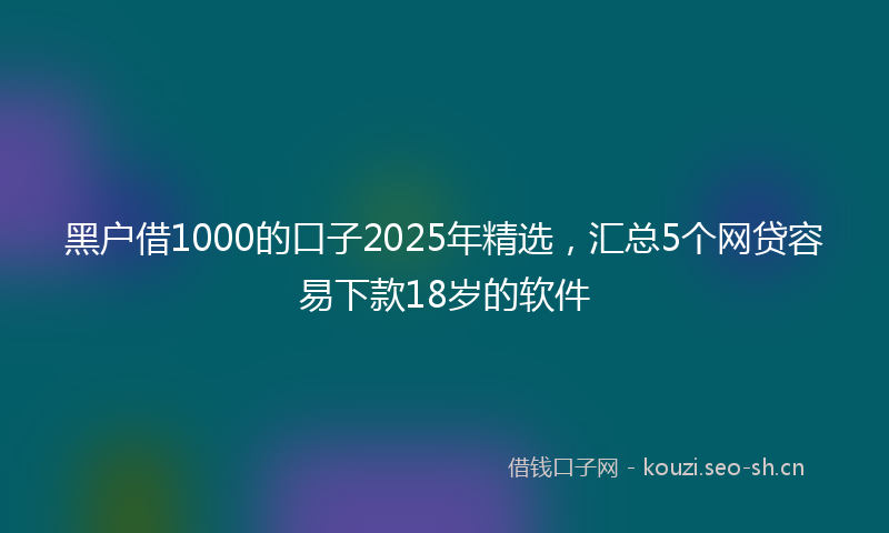 黑户借1000的口子2025年精选，汇总5个网贷容易下款18岁的软件