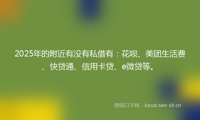 2025年的附近有没有私借有：花呗、美团生活费、快贷通、信用卡贷、e微贷等。