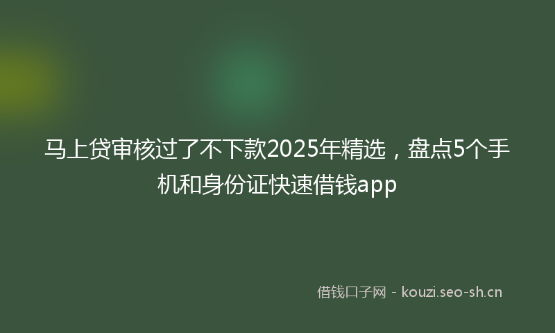 马上贷审核过了不下款2025年精选，盘点5个手机和身份证快速借钱app