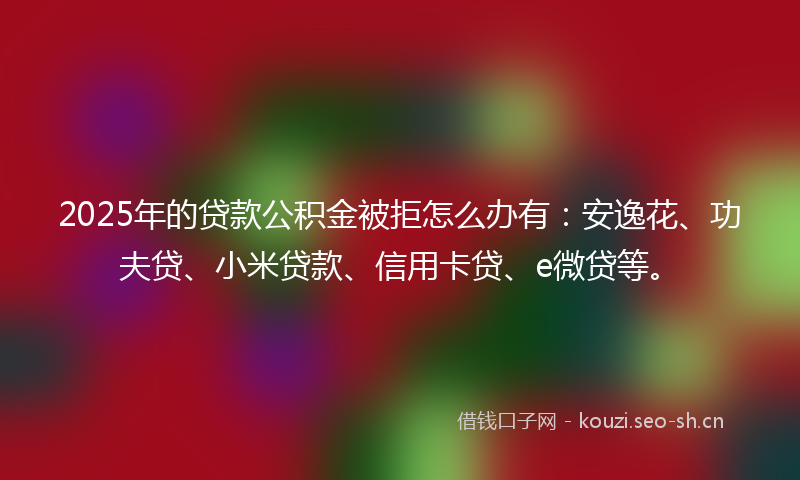 2025年的贷款公积金被拒怎么办有：安逸花、功夫贷、小米贷款、信用卡贷、e微贷等。