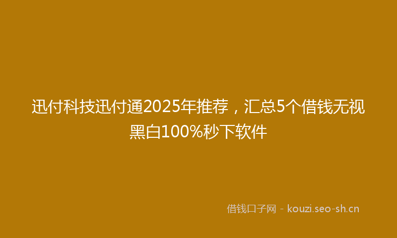 迅付科技迅付通2025年推荐，汇总5个借钱无视黑白100%秒下软件