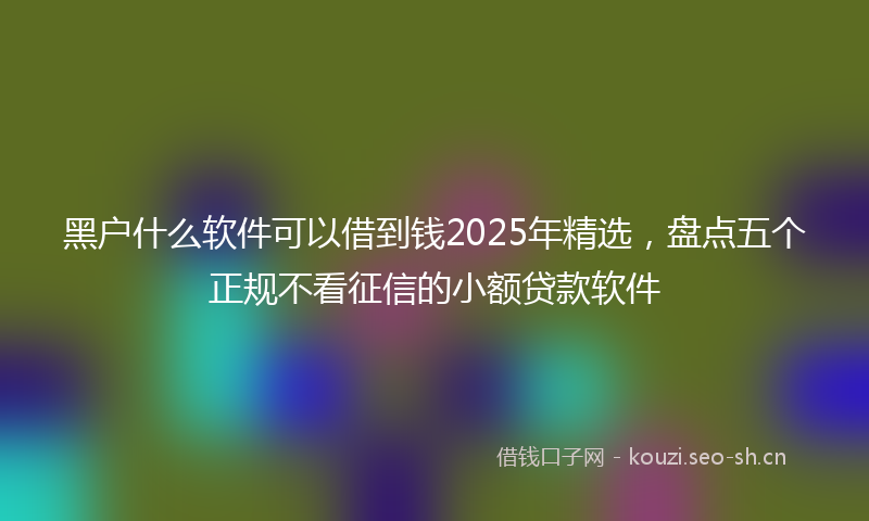 黑户什么软件可以借到钱2025年精选，盘点五个正规不看征信的小额贷款软件