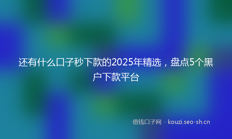 还有什么口子秒下款的2025年精选，盘点5个黑户下款平台