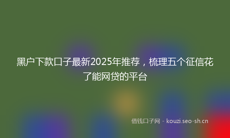 黑户下款口子最新2025年推荐，梳理五个征信花了能网贷的平台
