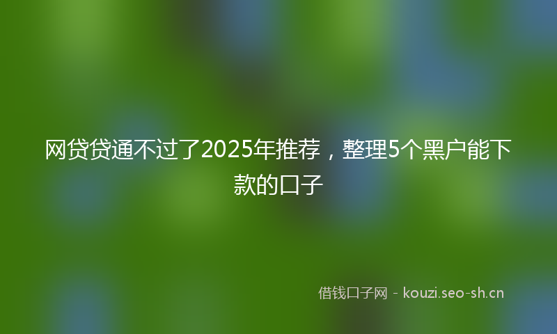 网贷贷通不过了2025年推荐，整理5个黑户能下款的口子