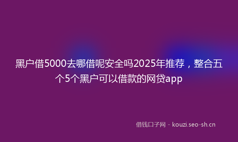 黑户借5000去哪借呢安全吗2025年推荐，整合五个5个黑户可以借款的网贷app