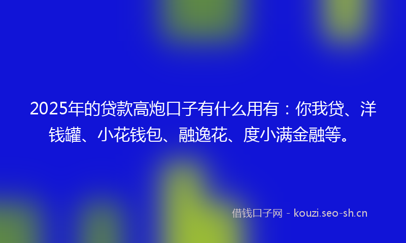2025年的贷款高炮口子有什么用有：你我贷、洋钱罐、小花钱包、融逸花、度小满金融等。
