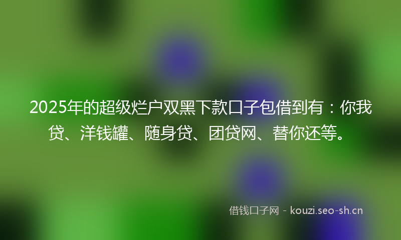 2025年的超级烂户双黑下款口子包借到有：你我贷、洋钱罐、随身贷、团贷网、替你还等。