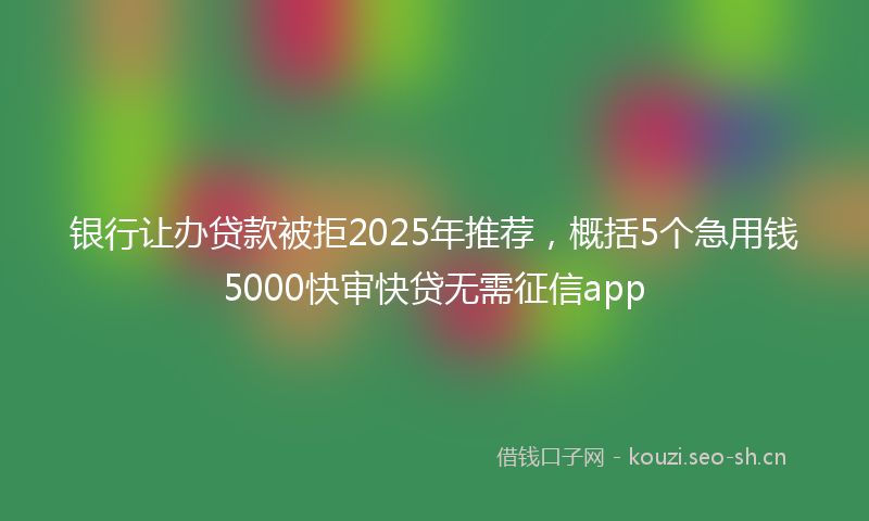银行让办贷款被拒2025年推荐，概括5个急用钱5000快审快贷无需征信app