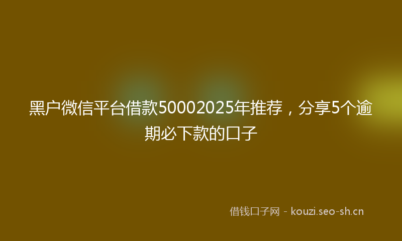 黑户微信平台借款50002025年推荐，分享5个逾期必下款的口子