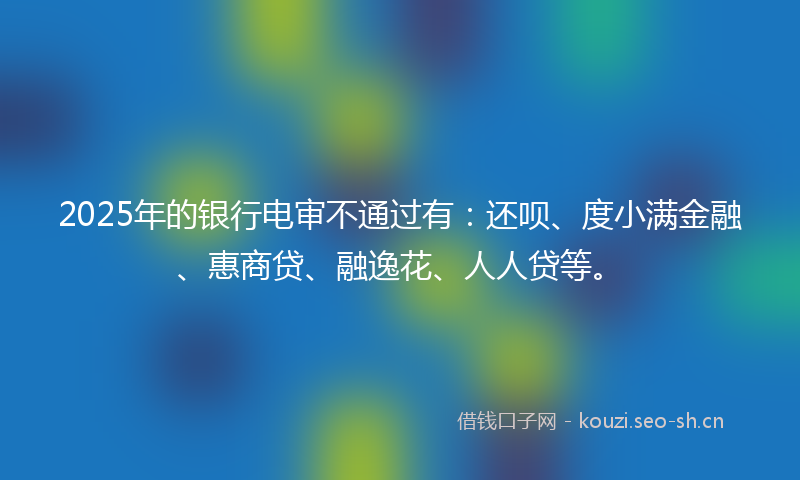 2025年的银行电审不通过有：还呗、度小满金融、惠商贷、融逸花、人人贷等。