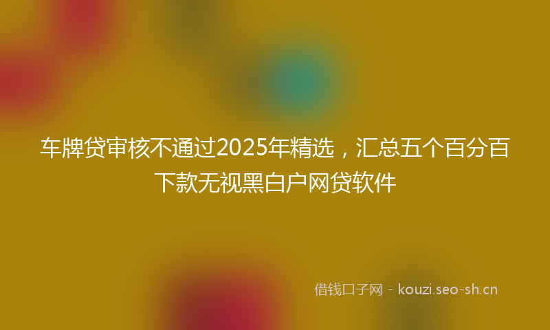 车牌贷审核不通过2025年精选，汇总五个百分百下款无视黑白户网贷软件