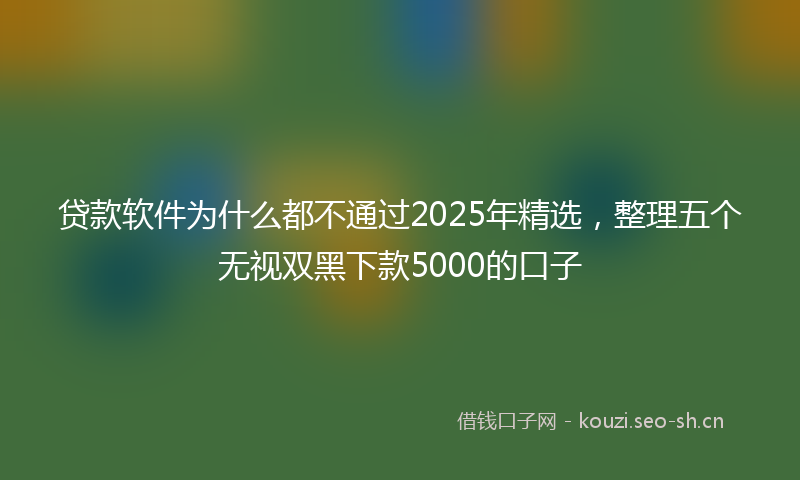 贷款软件为什么都不通过2025年精选，整理五个无视双黑下款5000的口子