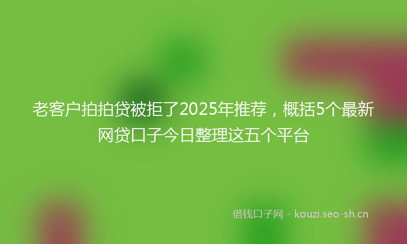 老客户拍拍贷被拒了2025年推荐，概括5个最新网贷口子今日整理这五个平台