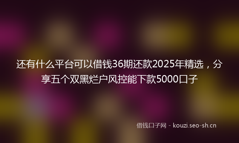 还有什么平台可以借钱36期还款2025年精选，分享五个双黑烂户风控能下款5000口子