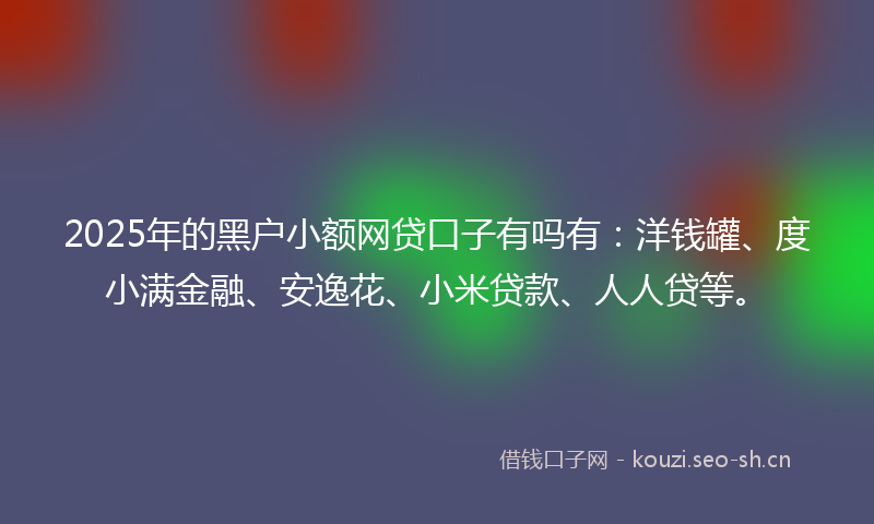 2025年的黑户小额网贷口子有吗有：洋钱罐、度小满金融、安逸花、小米贷款、人人贷等。